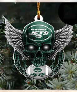 NFL New York Jets Football Skull Logo Unique 2023 Christmas Ornament