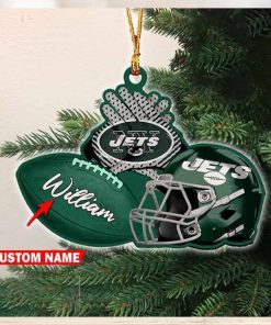 NFL New York Jets Rugby Ball Helmet Pattern Personalized 2023 Christmas Ornament