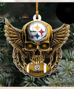 NFL Pittsburgh Steelers Football Skull Logo Unique 2023 Christmas Ornament