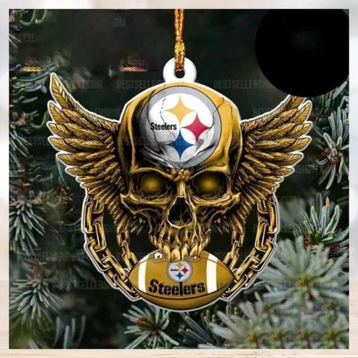 NFL Pittsburgh Steelers Football Skull Logo Unique 2023 Christmas Ornament