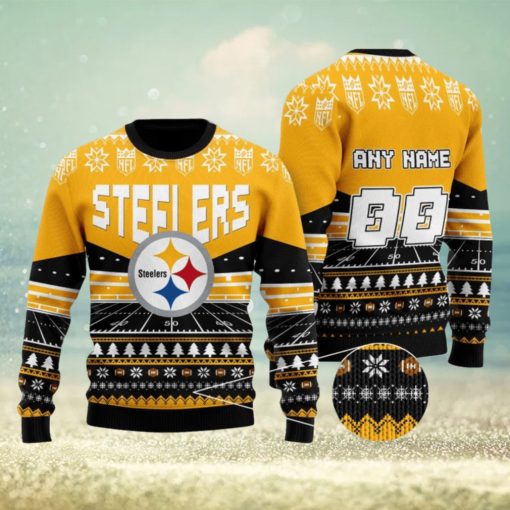 NFL Pittsburgh Steelers Rugby Stadium Ugly Christmas Custom Number And Name