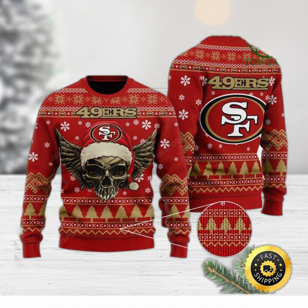 NFL San Francisco 49ers Golden Skull Christmas Ugly Sweater - Limotees