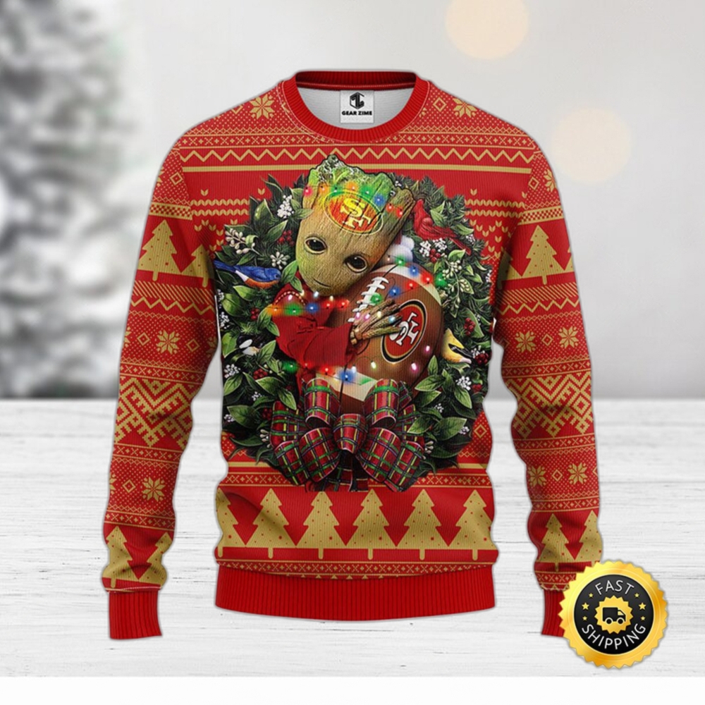 NFL San Francisco 49ers Groot Hug Christmas Ugly Sweater - Limotees