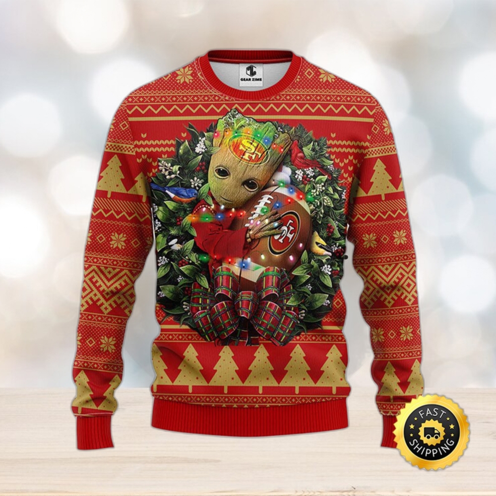 NFL San Francisco 49ers Groot Hug Christmas Ugly Sweater - Limotees