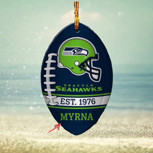 NFL Seattle Seahawks Football Xmas Custom Name Tree Decorations Ornament