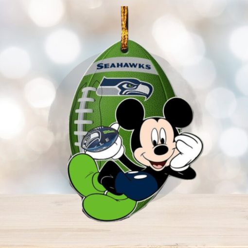 NFL Seattle Seahawks Xmas Mickey Custom Name Christmas Gift Tree Decorations Ornament