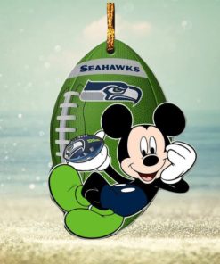 NFL Seattle Seahawks Xmas Mickey Custom Name Christmas Gift Tree Decorations Ornament