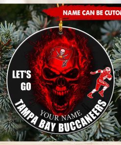 NFL Tampa Bay Buccaneers Custom Name Let’s Go Skull Round Ornament