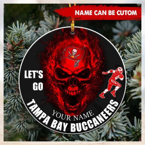 NFL Tampa Bay Buccaneers Custom Name Let’s Go Skull Round Ornament