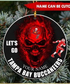 NFL Tampa Bay Buccaneers Custom Name Let’s Go Skull Round Ornament