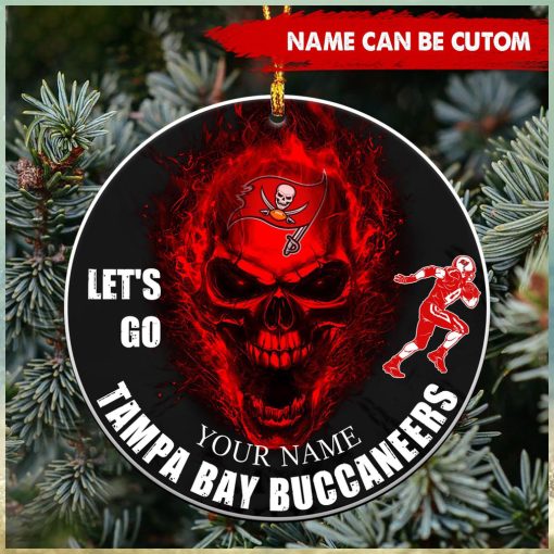 NFL Tampa Bay Buccaneers Custom Name Let’s Go Skull Round Ornament