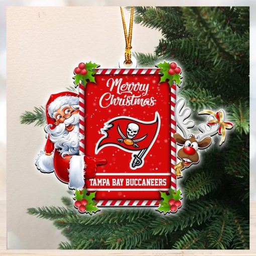 NFL Tampa Bay Buccaneers Santa And Reindeer Custom Shaped Ornament