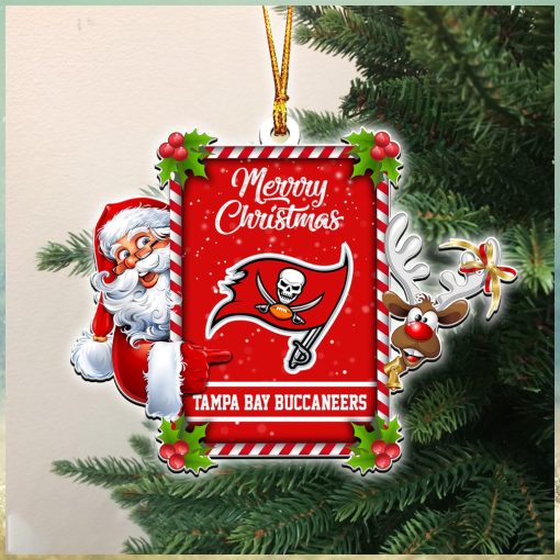 NFL Tampa Bay Buccaneers Santa And Reindeer Custom Shaped Ornament