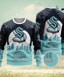 NHL Seattle Kraken Custom Name And Number Christmas Ugly Sweater Trending Christmas Gift For Fans