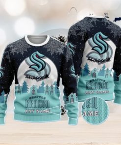 NHL Seattle Kraken Custom Name And Number Christmas Ugly Sweater Trending Christmas Gift For Fans