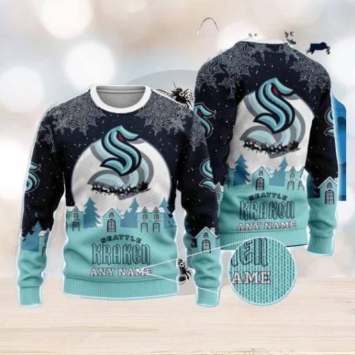 NHL Seattle Kraken Custom Name And Number Christmas Ugly Sweater Trending Christmas Gift For Fans