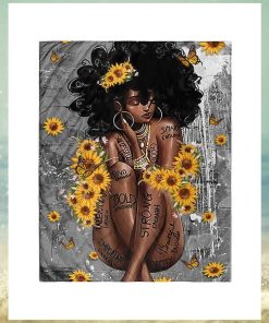 Naked Afro Queen Poster, Black Queen Sunflower Art, Black Woman Canvas