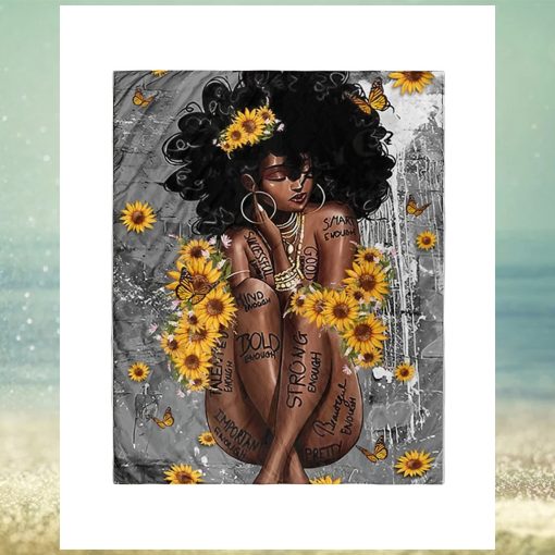 Naked Afro Queen Poster, Black Queen Sunflower Art, Black Woman Canvas