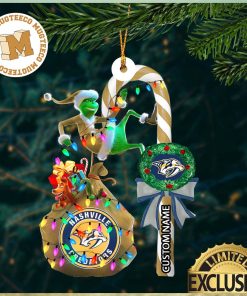 Nashville Predators NHL Grinch Candy Cane Personalized Xmas Gifts Christmas Tree Decorations Ornament_58275013 1