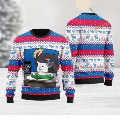 Natural Ice Beer Cat Meme Christmas 3D Naughty Christmas Sweater