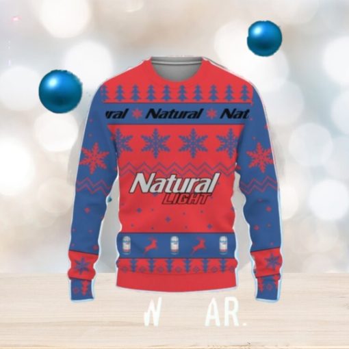 Natural Light Beers Big Snowflake Pattern Ugly Christmas 3D Sweater For Men And Women