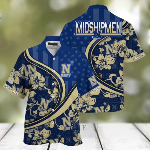 Navy Midshipmen NCAA Us Flag Hawaiian Shirt Custom Summer Aloha Shirt