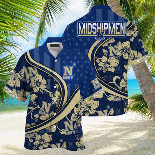 Navy Midshipmen NCAA Us Flag Hawaiian Shirt Custom Summer Aloha Shirt