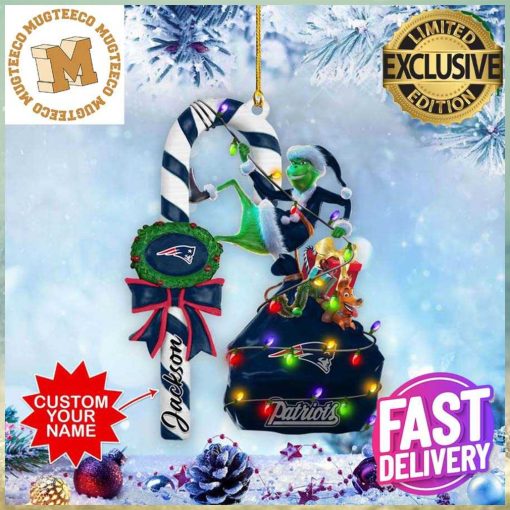 New England Patriots NFL Grinch Candy Cane Personalized Xmas Gifts Christmas Tree Decorations Ornament_91403084 1