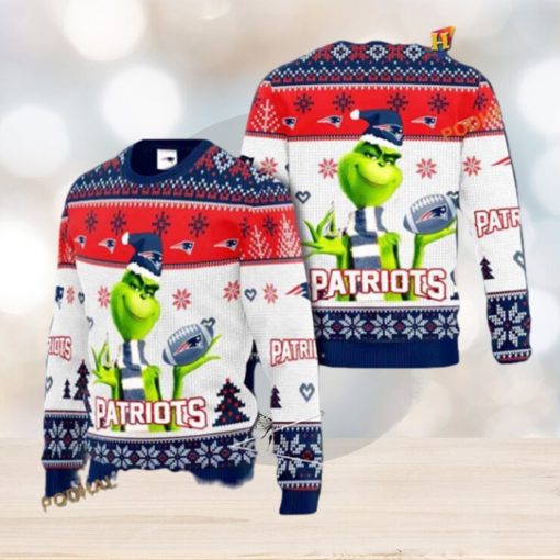 New England Patriots NFL Knit Grinch 3D Naughty Christmas Sweater