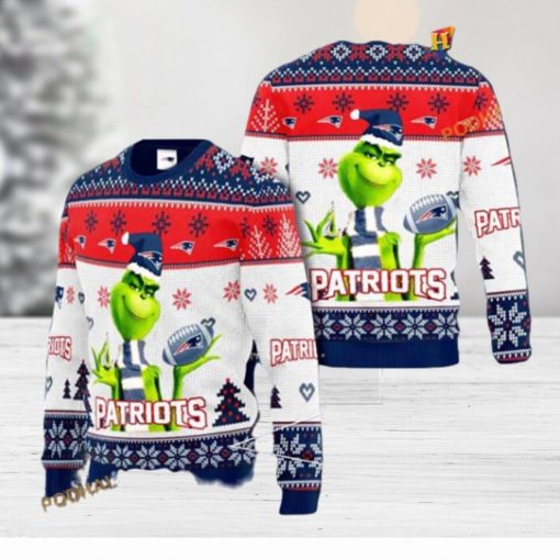 New England Patriots NFL Knit Grinch 3D Naughty Christmas Sweater