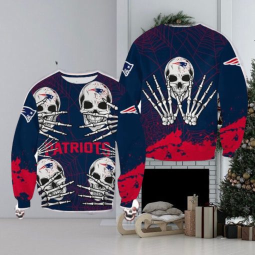 New England Patriots Skull Hallowen Wardrobe Halloween Ugly Sweater For Men And Women Gift Christmas