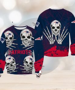 New England Patriots Skull Hallowen Wardrobe Halloween Ugly Sweater For Men And Women Gift Christmas