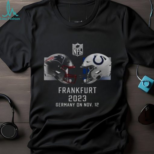 New England Patriots vs Indianapolis Colts 2023 Frankfurt Game Essential Helmet Shirt