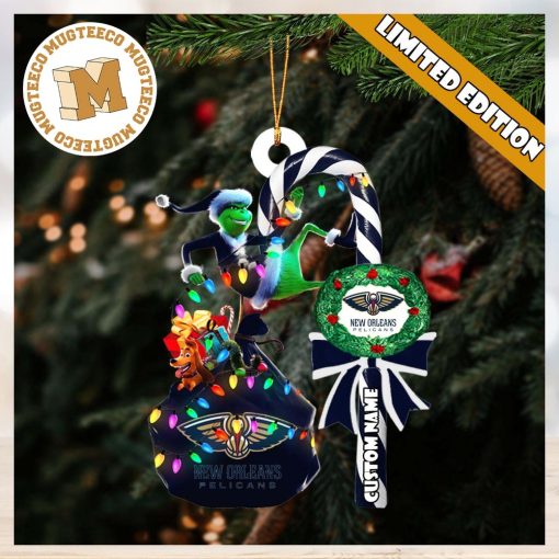 New Orleans Pelicans NBA Grinch Candy Cane Personalized Xmas Gifts Christmas Tree Decorations Ornament_86706727 1