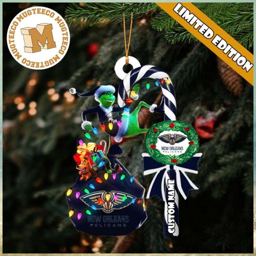 New Orleans Pelicans NBA Grinch Candy Cane Personalized Xmas Gifts Christmas Tree Decorations Ornament_86706727 1