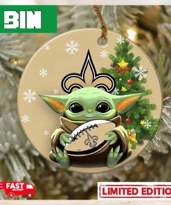 New Orleans Saints Baby Yoda NFL Football 2023 Christmas Tree Decorations Ornament_71901152 1