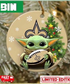New Orleans Saints Baby Yoda NFL Football 2023 Christmas Tree Decorations Ornament_71901152 1