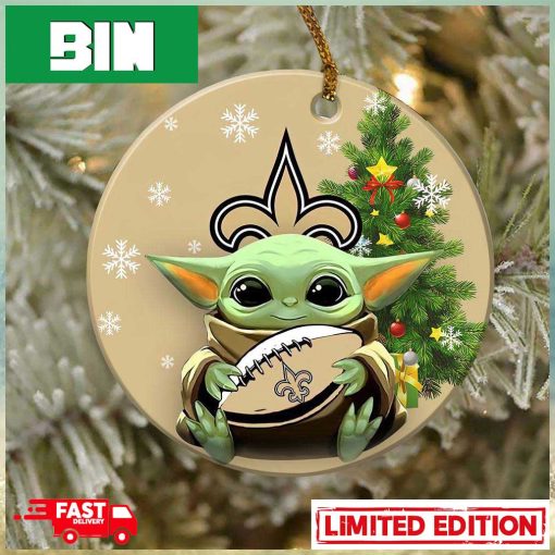 New Orleans Saints Baby Yoda NFL Football 2023 Christmas Tree Decorations Ornament_71901152 1