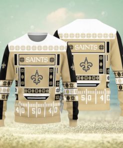 New Orleans Saints Christmas Ball Snowfalke Pattern Knitted Sweater