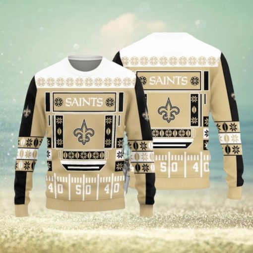 New Orleans Saints Christmas Ball Snowfalke Pattern Knitted Sweater