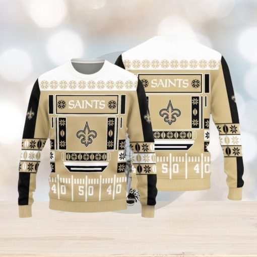 New Orleans Saints Christmas Ball Snowfalke Pattern Knitted Sweater