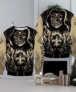 New Orleans Saints Death Halloween Skull Pullover Halloween Ugly Sweater For Men And Women Gift Christmas