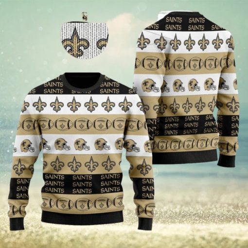 New Orleans Saints NFL American Football Team Logo Helmet Symbols Ugly Christmas Sweater