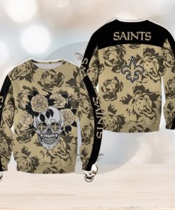 New Orleans Saints Skull And Rose Pattern Woolen Halloween Ugly Sweater For Men And Women Gift Christmas