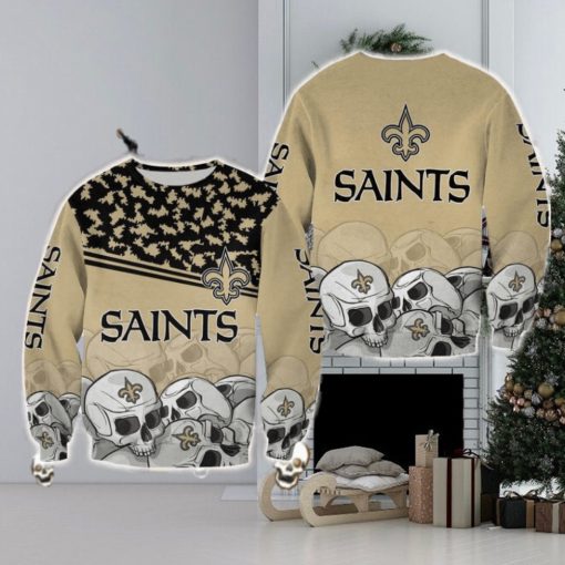 New Orleans Saints Skull Comfy Halloween Ugly Sweater For Men And Women Gift Christmas