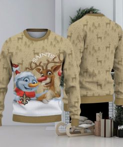 New Orleans Saints Snowman Reindeer Christmas Sweater