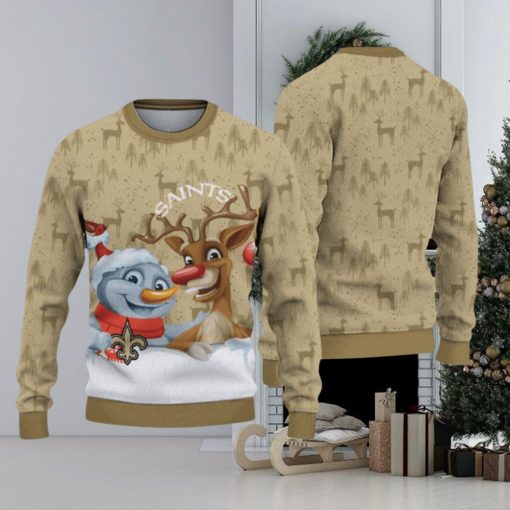 New Orleans Saints Snowman Reindeer Christmas Sweater