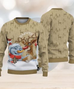 New Orleans Saints Snowman Reindeer Christmas Sweater