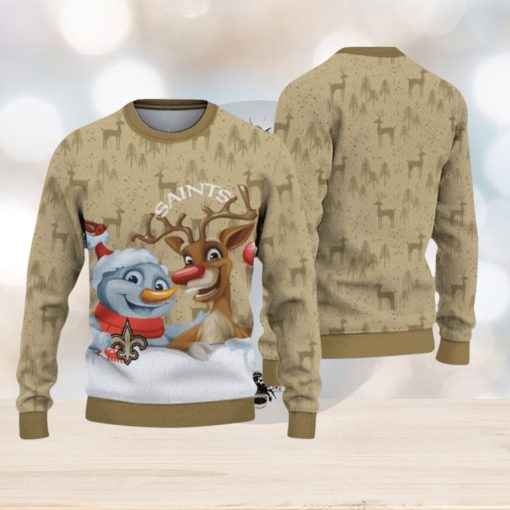 New Orleans Saints Snowman Reindeer Christmas Sweater