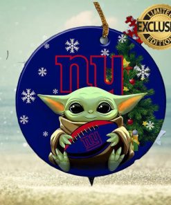 New York Giants Baby Yoda NFL Custom Name 2023 Holiday Gifts Christmas Decorations Ornament